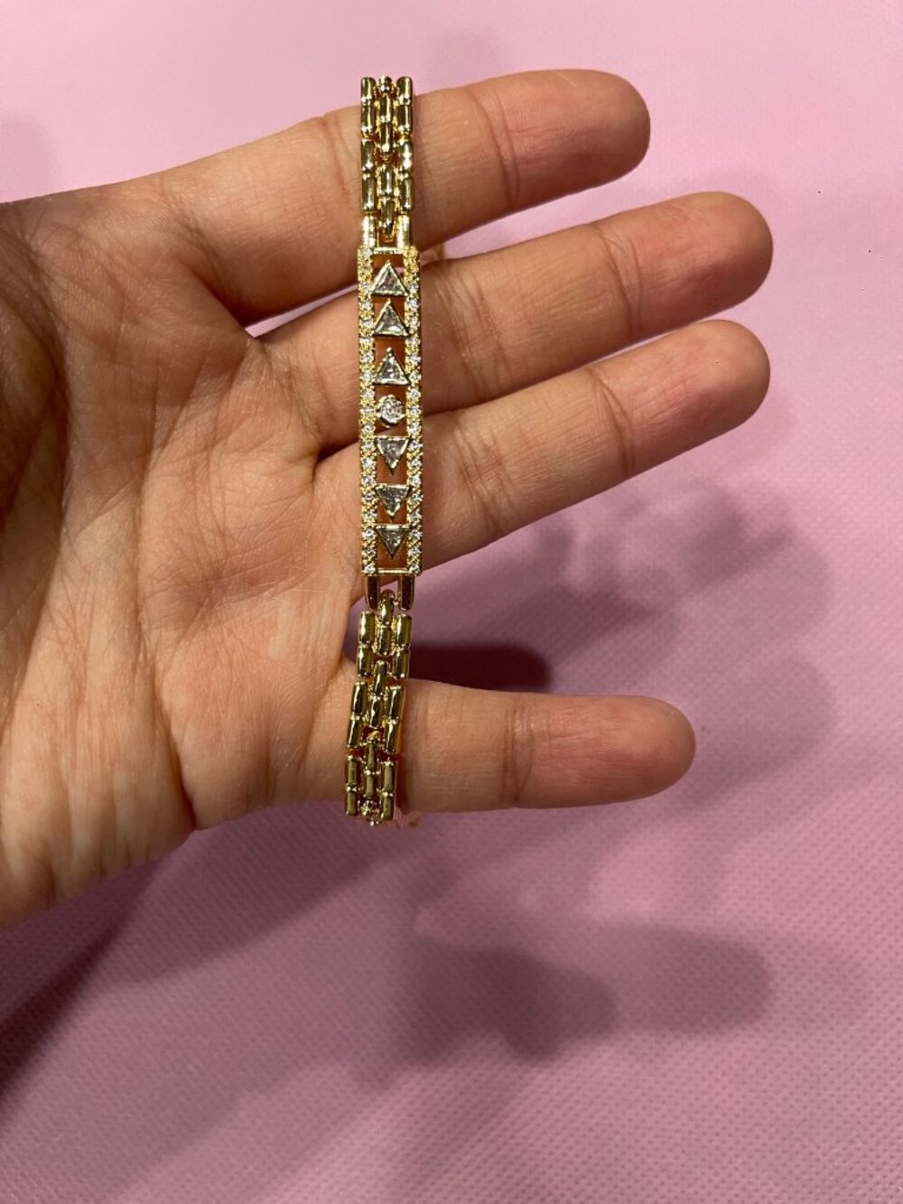 Gold Geometric Crystal Bar Bracelet Gold Plated LFB-0003